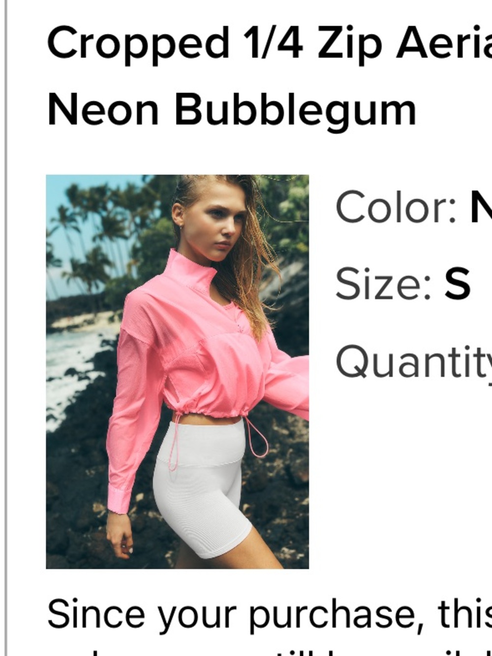 ALO Yoga Neon Bubblegum Pink Cropped 1/4 Zip Pullover